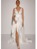 V Neck Ivory Satin Elegant Wedding Dress V Neck Ivory Satin Elegant Wedding Dress